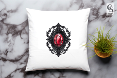 Gothic Black Frame and Red Gem Clipart Sublimation Png Product Image 3