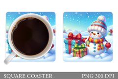 Cute Snowman Coaster Sublimation. Christmas Coaster Design Product Image 1
