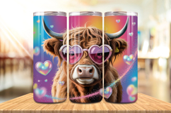 Valentine’s Day Highland Cow Tumbler Wrap PNG Big Bundle Product Image 4