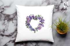 Violet Floral Heart Wreath Clipart Sublimation PNG Product Image 3