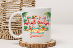 Hello Summer Flamingo PNG, Tropical Beach Sublimation Design Product Image 3