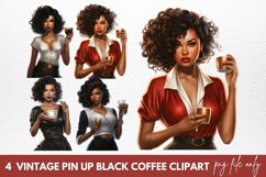 Vintage Pin Up Black Coffee Clipart Product Image 1
