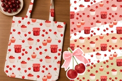 Watercolor Cherry and Bow Clipart Product Image 5