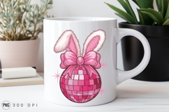 Pink Disco Ball With Bunny Ears Sublimation PNG Product Image 2