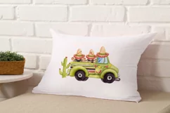 Cinco de mayo Dwarfs in a truck watercolor png Product Image 3