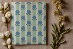 Vintage Striped Floral Digital Paper Product Image 3