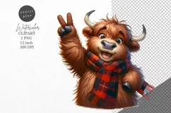 Highland cow clipart, Funny clipart, Piece finger Product Image 1