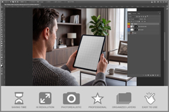 Men Holding Tablet Living Room Product Image 2
