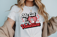 My Cat Is My Valentine Cute Cat Heart Paw Prints Design Product Image 3