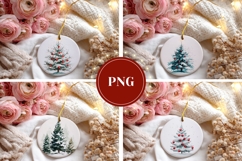 Watercolor Christmas Tree Round Ornaments, Winter Gift Tags Product Image 3