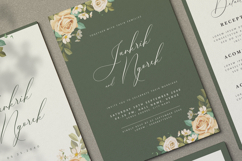 wedding card invitation with creamy color roses flower Product Image 3