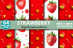 Strawberry Digital Paper Background Bundle PNG Product Image 4