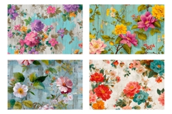 Roses Cosmetic Bag, Vintage Flowers Cosmetic Bag Print Product Image 3