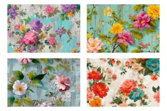 Roses Cosmetic Bag, Vintage Flowers Cosmetic Bag Print Product Image 3
