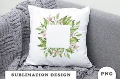 Watercolor Lemons Leaves and Flowers Frame png Product Image 3