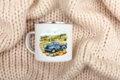 Blue Farm Truck Illustration, Farmhouse Sublimation Design Product Image 3