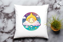 Cute Moon Cloud Clipart Sublimation PNG Product Image 3