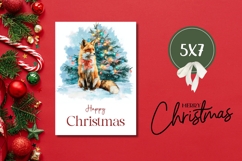 Watercolor Christmas Fox Greeting Card, Christmas Card Product Image 3