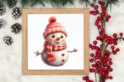 Pink Christmas Snowman Clipart, Christmas PNG Product Image 3