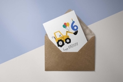 Sixth Birthday Excavator | Happy Birthday Card | EPS SVG PNG Product Image 3