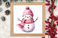 Cute Pink Christmas Snowman Sublimation Clipart Product Image 3
