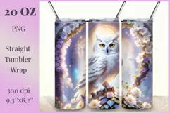 Sublimation Tumbler Wrap 3D White Owl / Png file Product Image 1