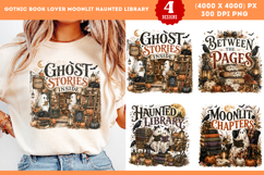 Gothic Book Lover Moonlit Haunted Library PNG Product Image 1