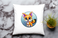 Cute Baby Fox and Butterfly Clipart Sublimation PNG Product Image 3
