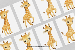 15 Bundle Watercolor Giraffe Yellow Kids Animal Wildlife Product Image 3