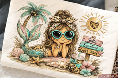 Salty Sunshine Good Vibes PNG Design | Cute Mermaid Girl Bea Product Image 3