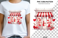 Watercolor Valentine shop png design for T-shirts Product Image 3