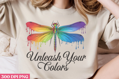 Unleash your colors PNG, Positive Dragonfly Sublimation PNG Product Image 3