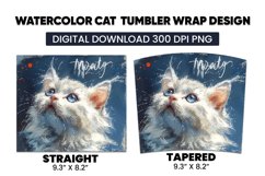 Watercolor Cat Tumbler Warp Design Product Image 3