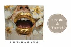 Gold Lips Tumbler Wrap Design, Cute Flowers Tumbler Design Product Image 3