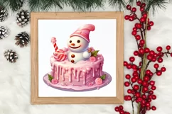 Pink Christmas Snowman Clipart, Christmas PNG Product Image 3