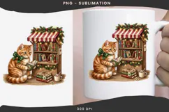 Christmas bookish cat png design for T-shirts Product Image 3