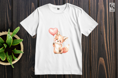 Cute Watercolor Fox With Heart Clipart Sublimation PNG Product Image 2