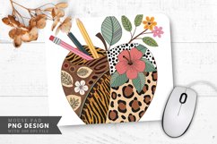 Artistic Apple Design with Animal Print Creative Mouse Pad Product Image 1