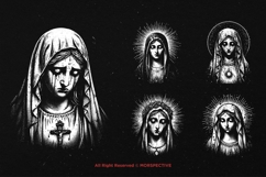 10 Bundle Dark Art Mother Mary Praying Girl God Skull Tattoo Product Image 5