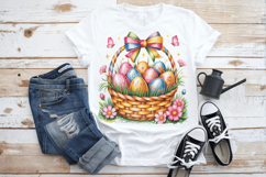 Bunny eggs and Bow Basket PNG Sublimation | Happy Easter Day Product Image 3