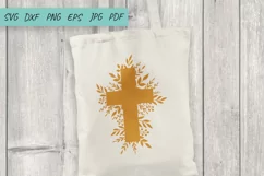 Cross SVG, Cross with leaves SVG, Faith SVG Product Image 3