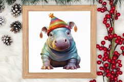 Cute Christmas Hippo Sublimation Clipart, Christmas Clipart Product Image 3