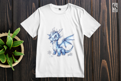 Ice Blue Dragon Clipart Sublimation PNG Product Image 3