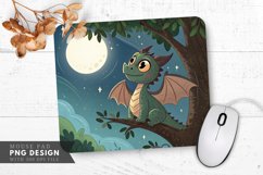 Moonlit Dragon Perched in a Tree Mouse Pad PNG Design Product Image 1