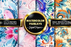 Watercolor Paislays Digital Papers - 04 Variations Product Image 1