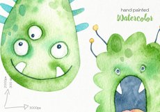 Watercolor Monsters Clipart - PNG Files Product Image 4