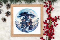 Watercolor Christmas Winter Houses Clipart Product Image 3