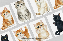 15 Bundle Watercolor Cute Cats Kitten Fluffy Pet Lovers Product Image 3