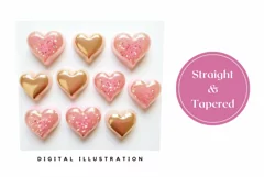 3D Crystal Hearts Tumbler Wrap, Valentine's Day Tumbler PNG Product Image 3