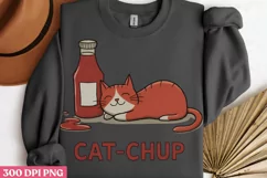 Cat-chup PNG, Funny Animal Puns Sublimation PNG Product Image 1